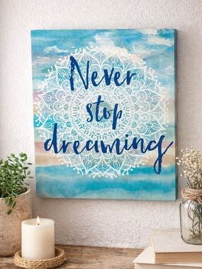 Artissimo Designs “Never Stop Dreaming” Wall Canvas Decor Boho Mandala